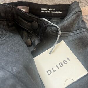 Shiny black instasculpt designer jeans